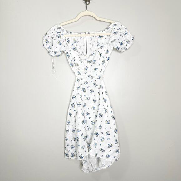 Reformation Dresses & Skirts - Reformation Womens Emilia Mini Dress Off The Shoulder Floral Linen White Size 4